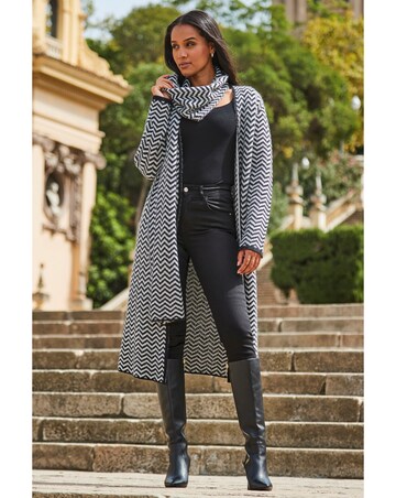 Sosandar Herringbone Mixed Wool Coat