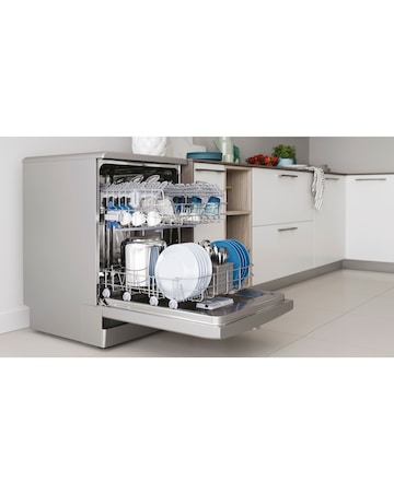 Indesit D2F HK26 S UK Full Size Dishwasher - 14 Place Settings - Silver