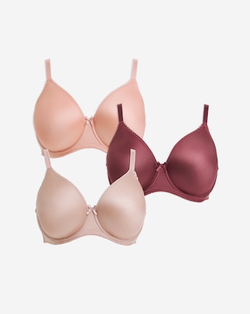 Pretty Secrets (3 Pack) Moulded Full Cup Wired Bras (B-E) Brown Multi