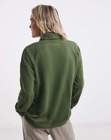 Olive Roll Neck Tie Hem Cosy Sweatshirt