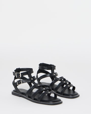 Zaire Scallop Edge Gladiator Flat Sandals - Wide Fit (E)