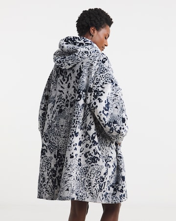 Oversized Leopard Print Fleece Hooded Lounge Dress