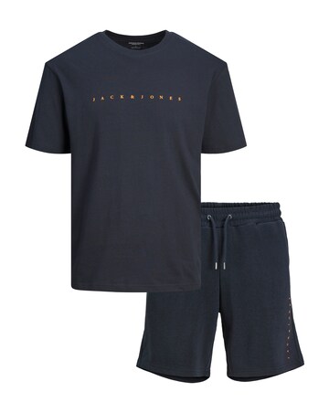 Jack & Jones Star Logo T-Shirt & Short Set - Navy