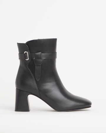 Kathy Heeled Leather Boot With Wrap Around Detail - Extra Wide Fit (EEE)