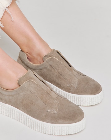 Monique Leather Lace Free Slip on Chunky Trainers - Extra Wide Fit (EEE)