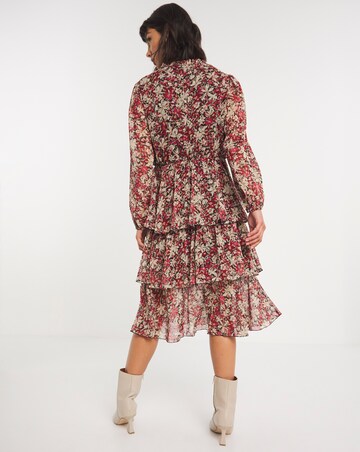 Floral Tiered V-Neck Midi Dress