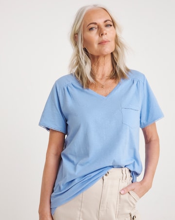 Julipa Linen Mix V-Neck Pocket T-Shirt
