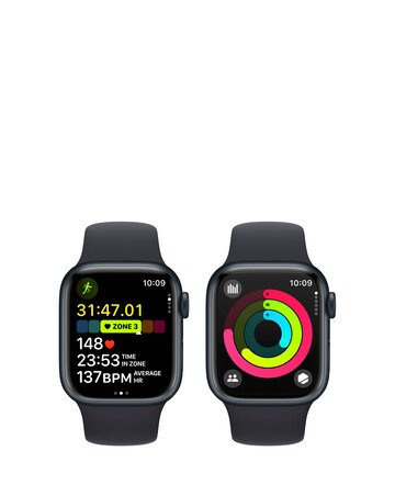 Apple Watch Series 9 Cellular 41mm Midnight Aluminium Case, Sport Band - M/L
