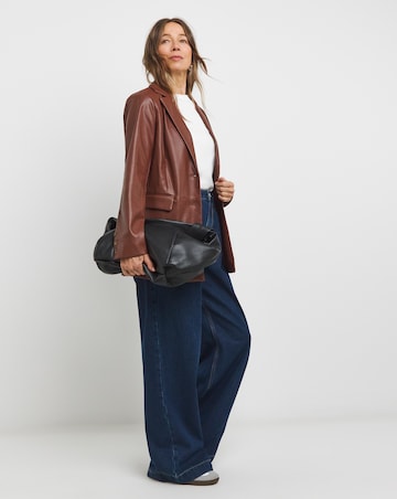 Faux Leather Single Breasted Blazer