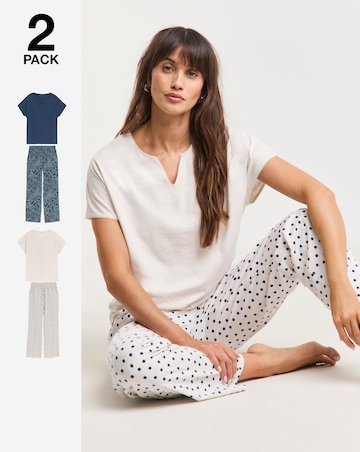 JD Williams (2 Pack) Cotton Top Pyjama Sets