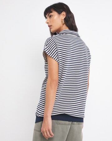 Navy and Ivory Sleeveless Stripe Sweatshirt