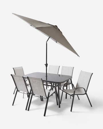 Malaga 6 Seater Dining Set with Parasol