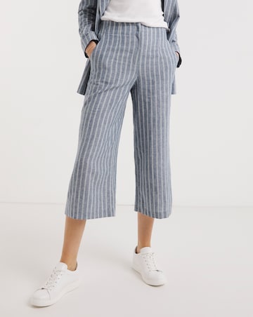 Blue Stripe Linen Straight Leg Culotte
