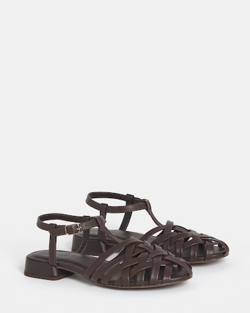 Aquaria Refined Woven Leather T Bar Shoes - Extra Wide Fit (EEE)