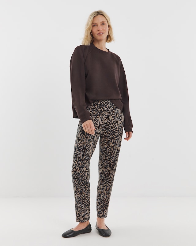 Animal Printed Jersey Tapered Leg Trouser