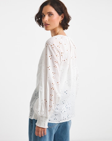Pure Cotton Broderie Puff Sleeve Top
