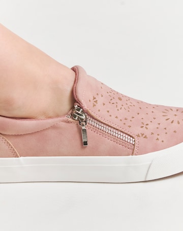 Beatrix Laser Cut Slip on Side Zip Trainer - Extra Wide Fit (EEE)