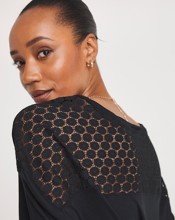 Black V Neck Lace Back Top