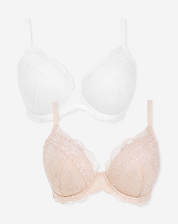 Pretty Secrets (2 Pack) New Ella Padded Plunge Wired Bras (B-G) Blush/White