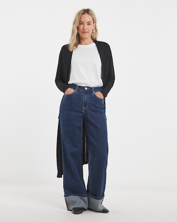 Black Longline Jersey Pocket Cardigan