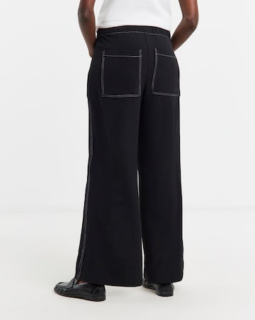 Stitch Detail Wide Leg Trouser