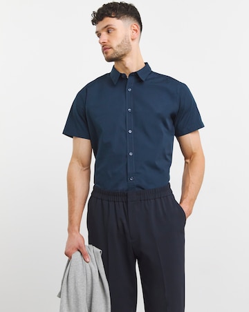 Navy Short Sleeve Formal Shirt Reg