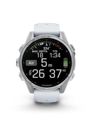 Garmin Fenix 8 43mm Amoled Smart Watch - Silver with Whitestone Silicone Band