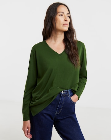 V-Neck Split Hem Slouch T-Shirt