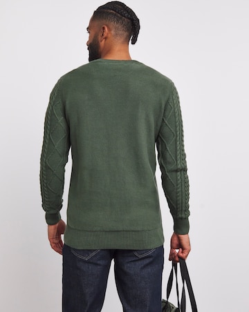 Khaki Cable Crew Neck Jumper