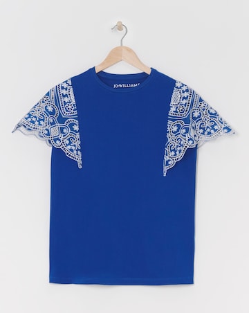 Crew Neck Broderie Angel Sleeve Top