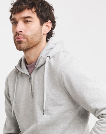 1/4 Zip Hooded Sweatshirt- Grey Marl