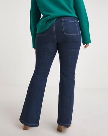 Indigo Button Front Slim Flare Jeans
