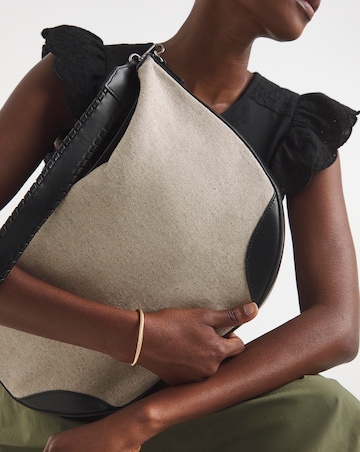 Canvas & PU Mix Shoulder Bag