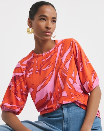 Crew Neck Puff Sleeve Top