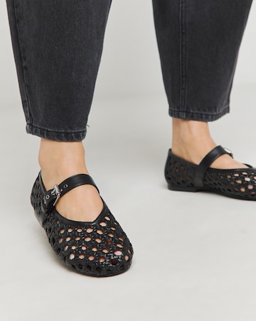 Anthology Valerian Leather Woven Mary Jane Ballerinas - Standard Fit (D)