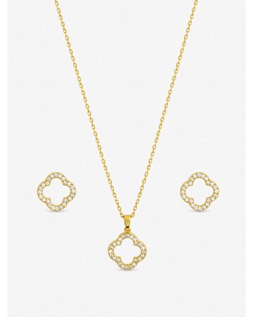 Jon Richard Gold Plated Cubic Zirconia Open Clover Set - Gift Box