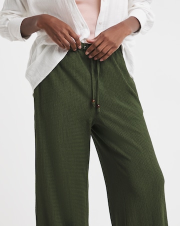 Crinkle Jersey Wide Leg Pull On Trouser
