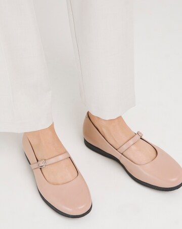 Heavenly Soles Annette Mary Jane Flat Leather Ballerina - Extra Wide Fit (EEE)