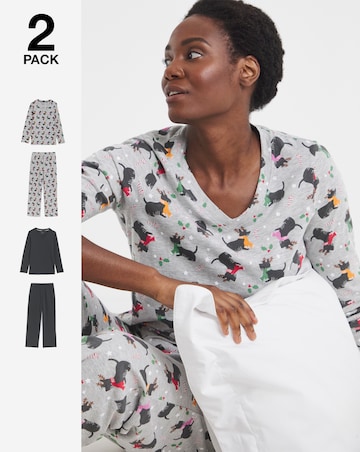 Pretty Secrets (2 Pack) Christmas Scottie Dog Value Pyjama Sets