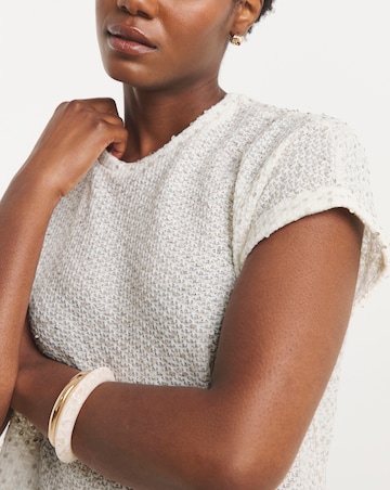 Textured Sequin Longline Curved Hem Top