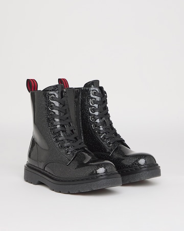 Heavenly Feet Justina Lace Up Chunky Boot Ex Wide Fit