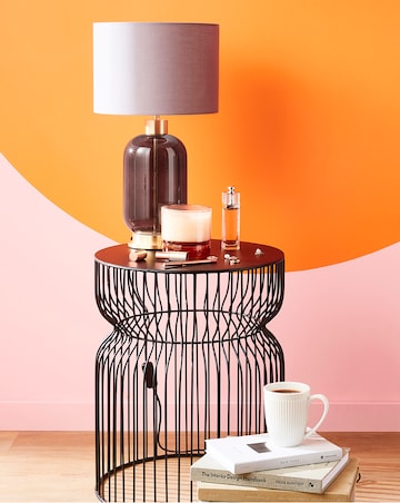 Glass and Satin Brass Base Table Lamp