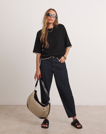 Anthology Contrast Trim Short Sleeve Boxy Jumper