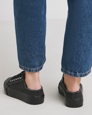 Bowie Raw Edge Slip on Trainers - Wide Fit (E)