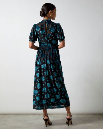 Ro&Zo Erin Teal Floral Burnout Midi Dress