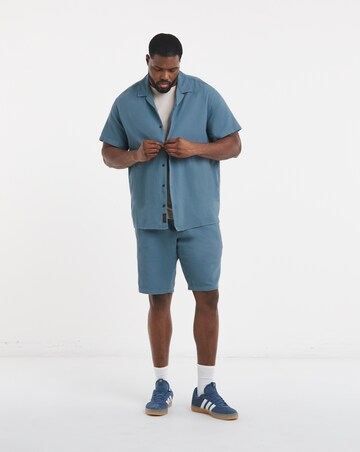 Jack & Jones Global Waffle Resort Shirt and Short Set - Blue