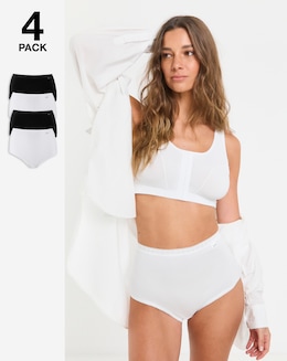 Slimma (4 Pack) Cotton Full Knickers Black/White