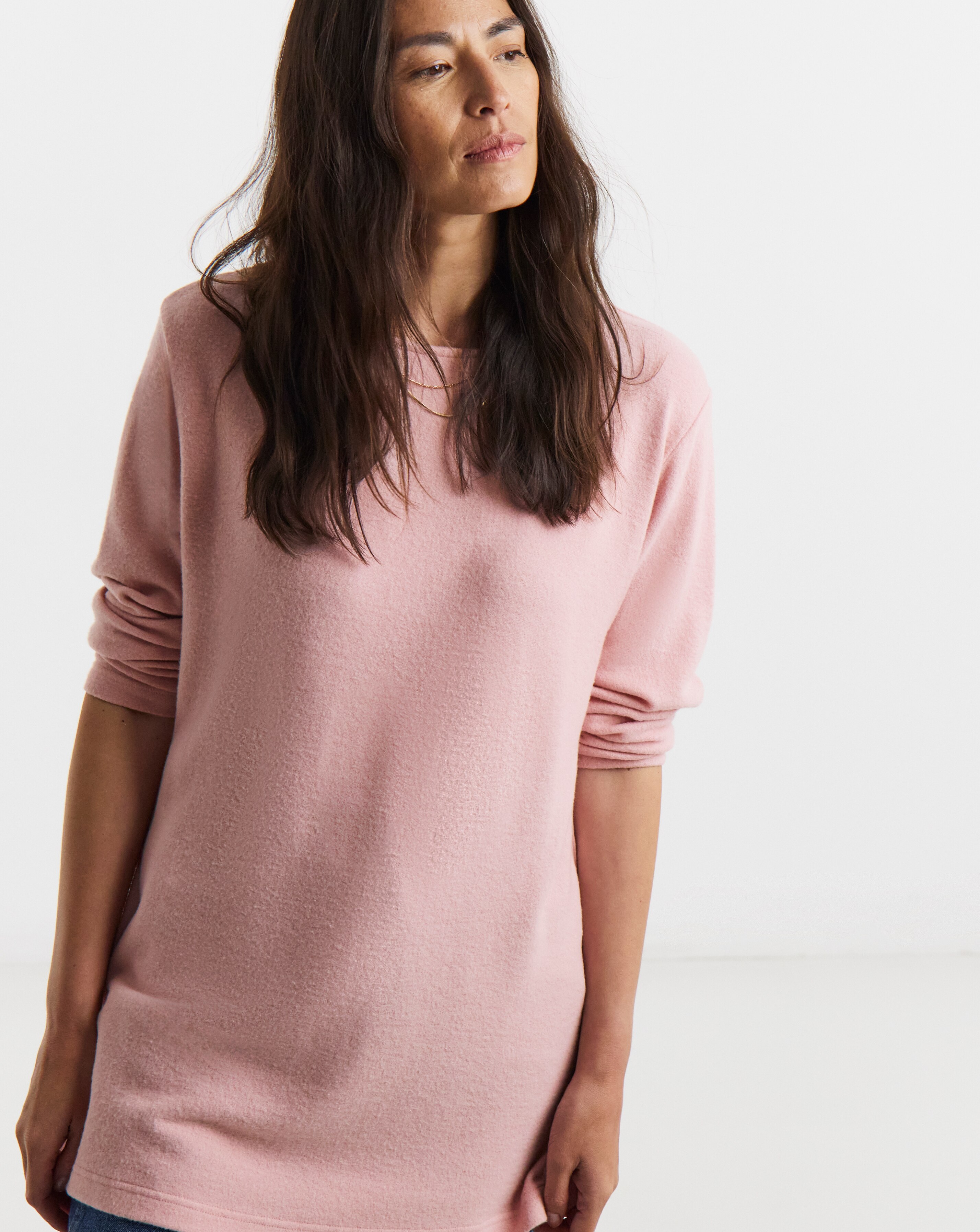 Blush Soft Touch Slash Neck Longline Top | JD Williams