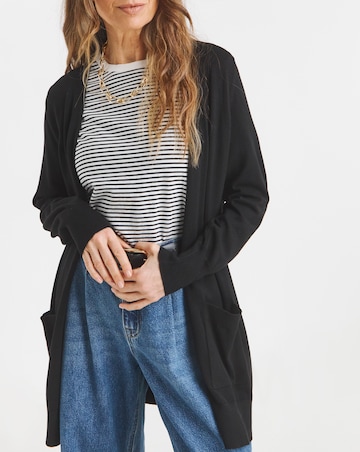 Black Longline Edge to Edge Cardigan