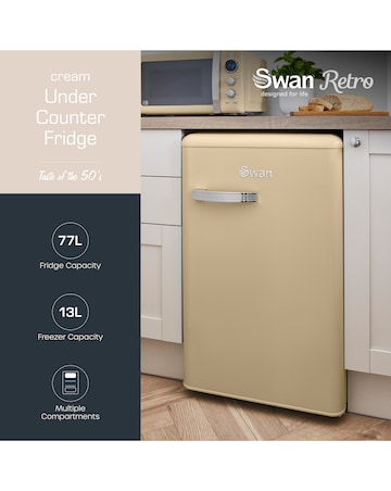 Swan SR11035CNE Retro Under Counter Fridge 90L - Cream